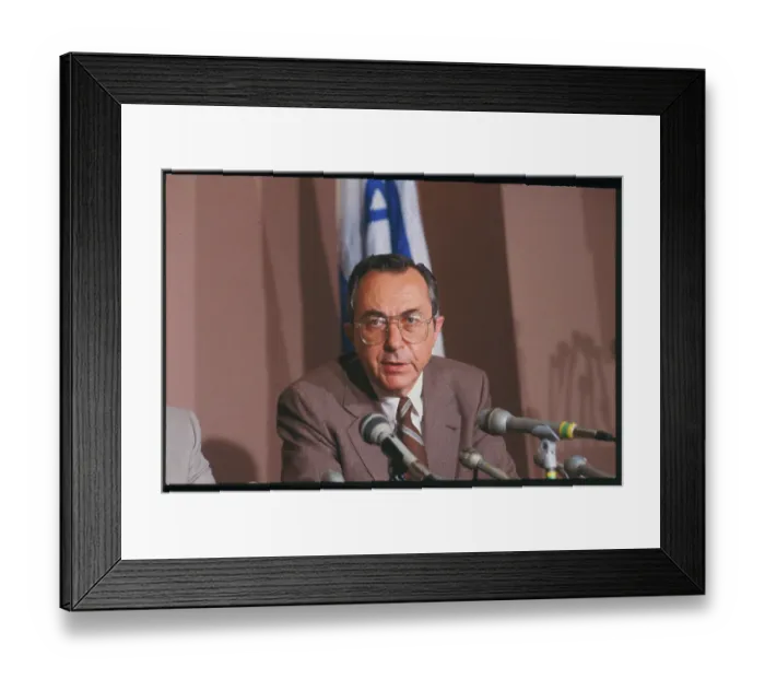 Framed Print : Israeli Ambassador to United States Moshe Arens at Microphones Framed Print : Israeli Ambassador to United States Moshe Arens at Microphones
