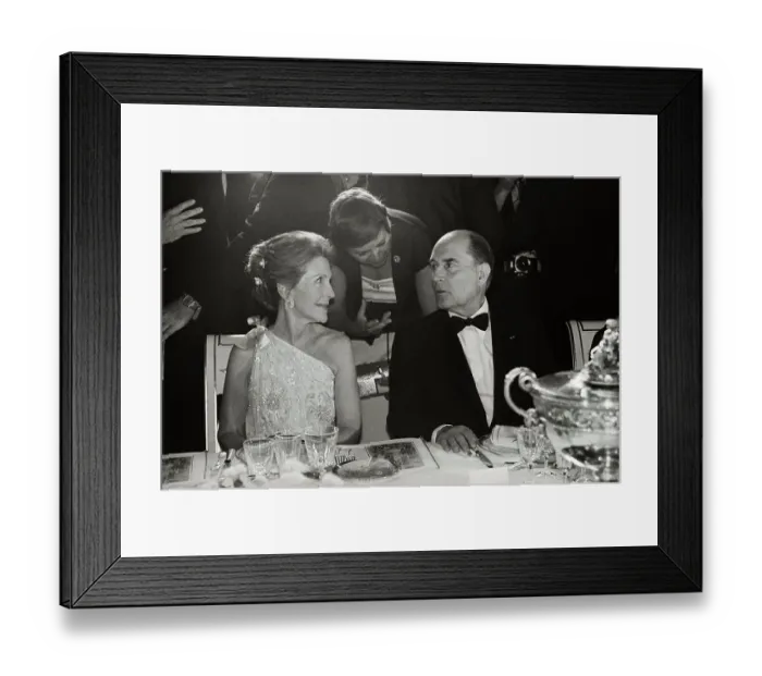 Framed Print : Nancy Reagan and French President at Dinner Table Framed Print : Nancy Reagan and French President at Dinner Table