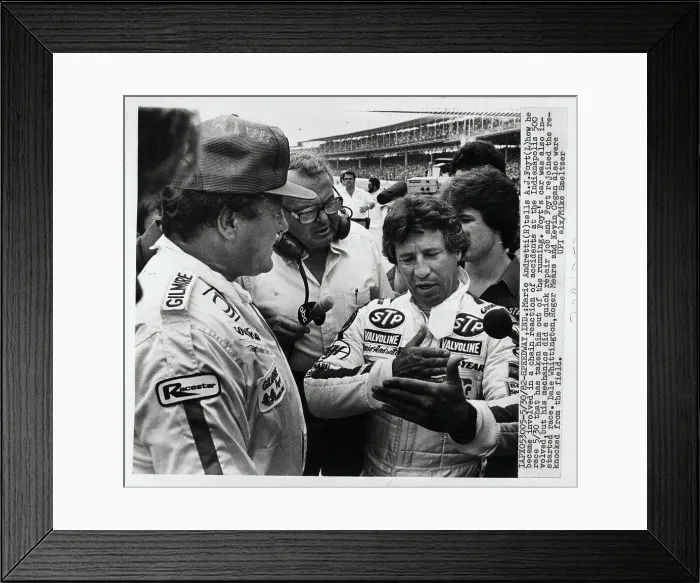 Framed Print : Mario Andretti Talking to A.J. Foyt Framed Print : Mario Andretti Talking to A.J. Foyt
