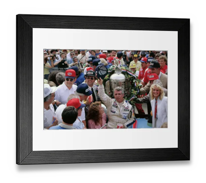 Framed Print : Gordon Johncock Waving after His Indianapolis 500 Victory Framed Print : Gordon Johncock Waving after His Indianapolis 500 Victory