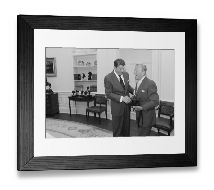 Framed Print : President Reagan Shaking Hands with Andrew May Framed Print : President Reagan Shaking Hands with Andrew May