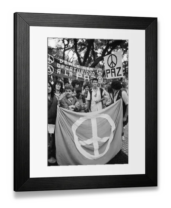 Framed Print : Demonstrators Hold Peace Banners Framed Print : Demonstrators Hold Peace Banners