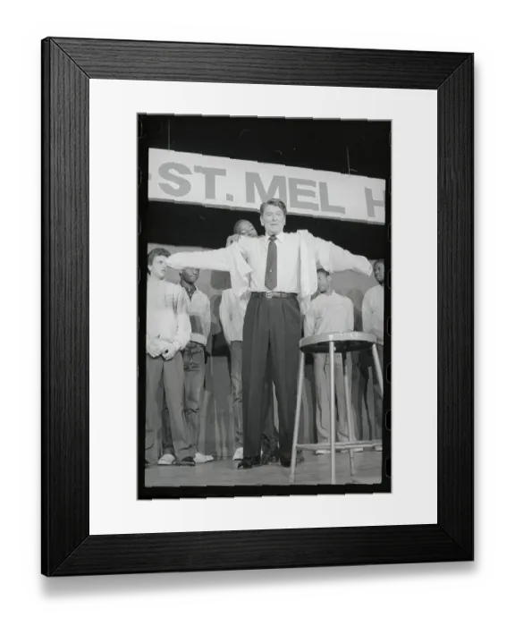 Framed Print : Student Helping Ronald Reagan with Jacket Framed Print : Student Helping Ronald Reagan with Jacket