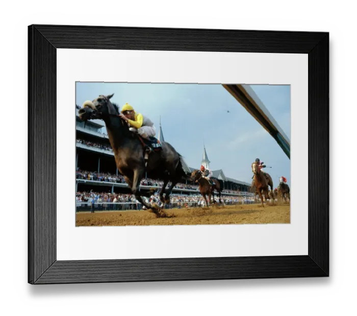 Framed Print : Kentucky Derby Horse Racing Action with Eddie Delahoussaye