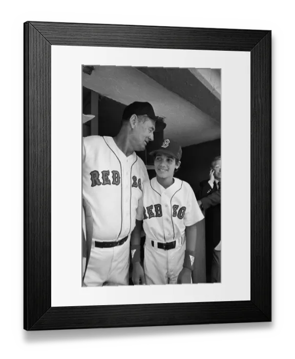 Framed Print : Ted Williams with His Son in Baseball Uniforms Framed Print : Ted Williams with His Son in Baseball Uniforms
