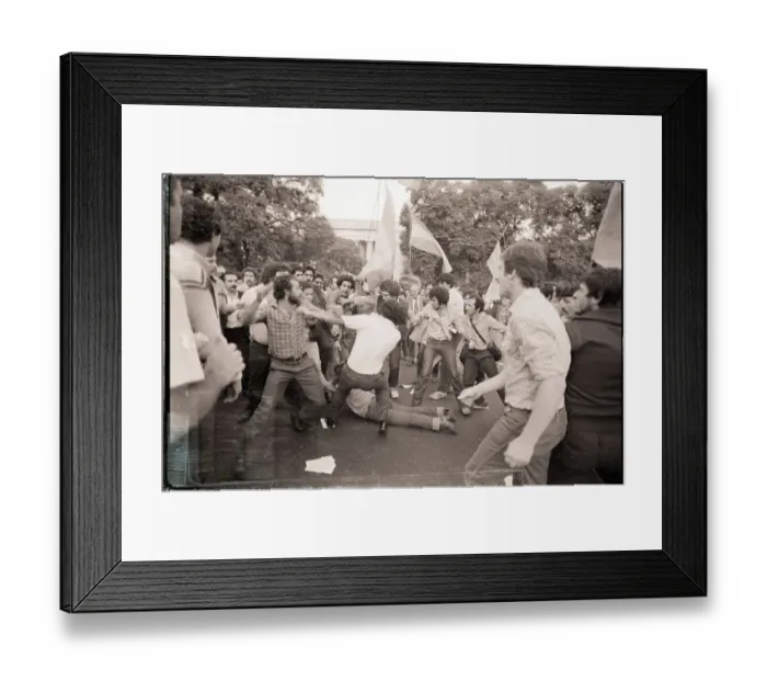 Framed Print : Fist-Fighting Demonstrators Framed Print : Fist-Fighting Demonstrators