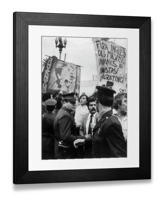 Framed Print : Police Keep Peronista Crowd in Order