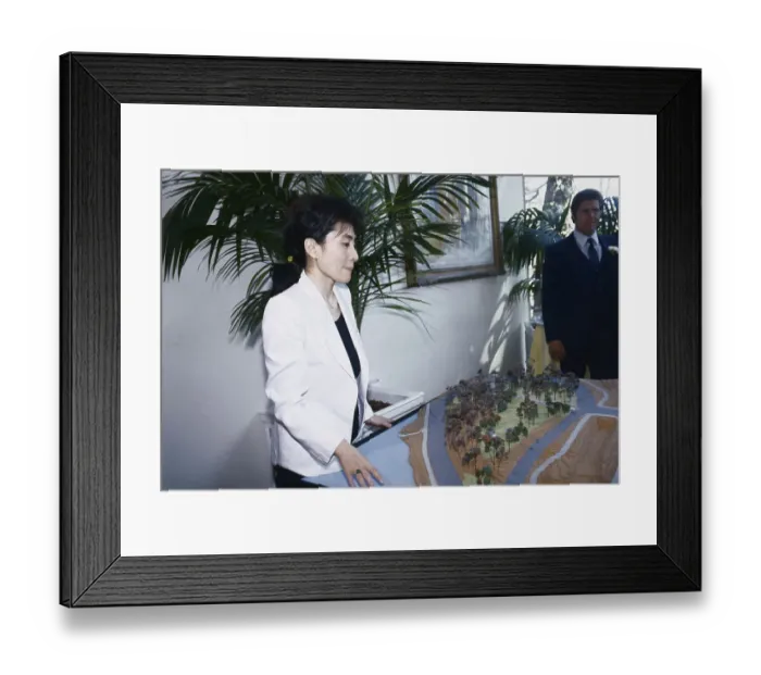 Framed Print : Yoko Ono and Model of Strawberry Fields