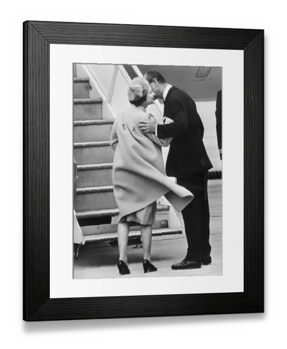 Framed Print : Prince Phillip Kisses Queen Elizabeth II Framed Print : Prince Phillip Kisses Queen Elizabeth II
