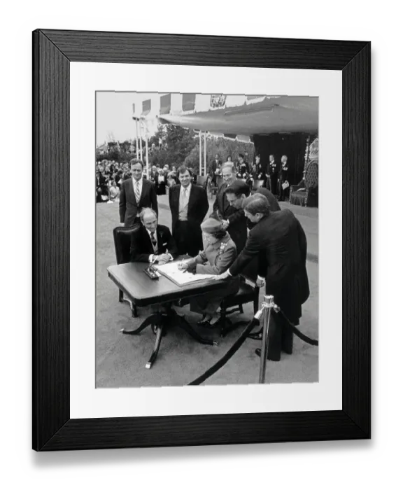 Framed Print : Pierre Trudeau Attending Royal Signing