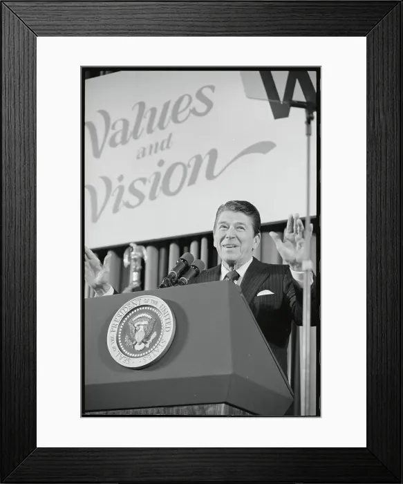 Framed Print : Ronald Reagan Speaking at Educational Meeting Framed Print : Ronald Reagan Speaking at Educational Meeting
