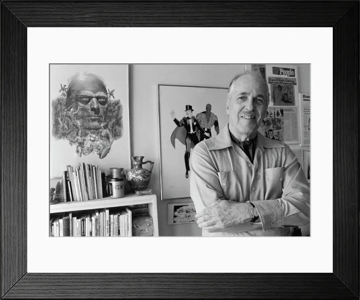 Framed Print : Lee Falk Standing in Front of Painting Framed Print : Lee Falk Standing in Front of Painting