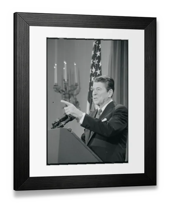 Framed Print : Ronald Reagan at a News Conference Framed Print : Ronald Reagan at a News Conference