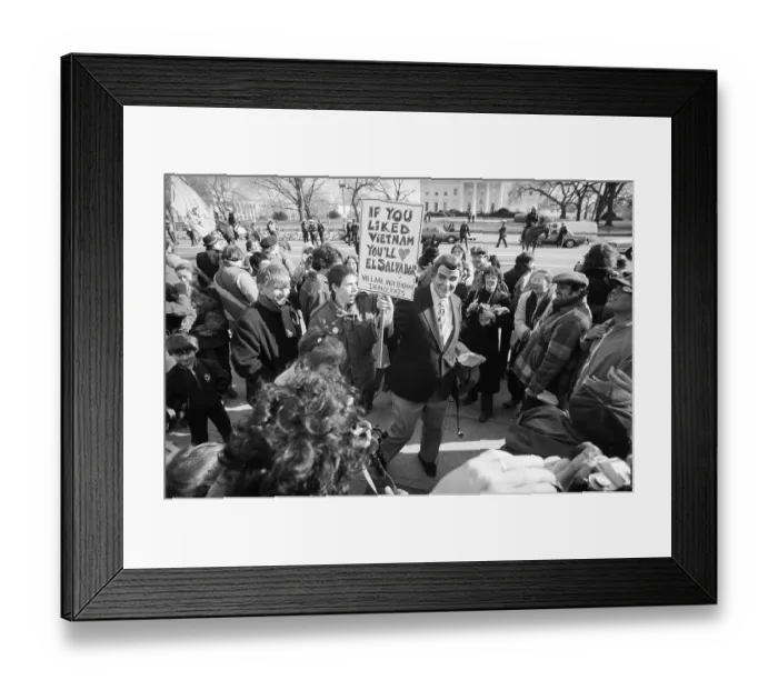 Framed Print : Protester Wearing President Reagan Mask Framed Print : Protester Wearing President Reagan Mask