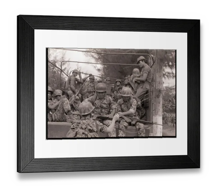 Framed Print : Salvadorean Soldiers on Transport Unit Framed Print : Salvadorean Soldiers on Transport Unit