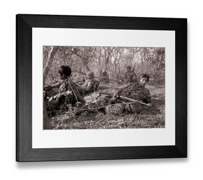 Framed Print : El Salvadorean Soldiers Lying on Ground Framed Print : El Salvadorean Soldiers Lying on Ground