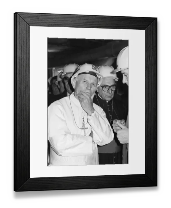 Framed Print : Pope John Paul II In Hard Hat Framed Print : Pope John Paul II In Hard Hat
