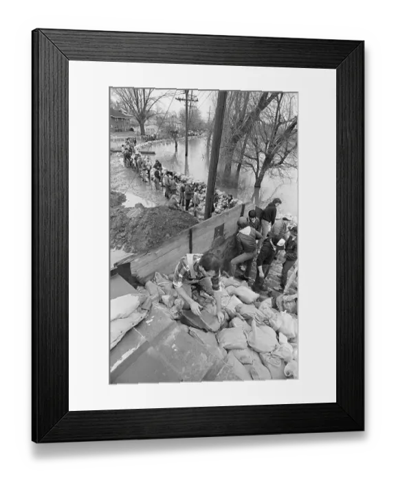 Framed Print : Sandbagging Operation in Flooded Area Framed Print : Sandbagging Operation in Flooded Area