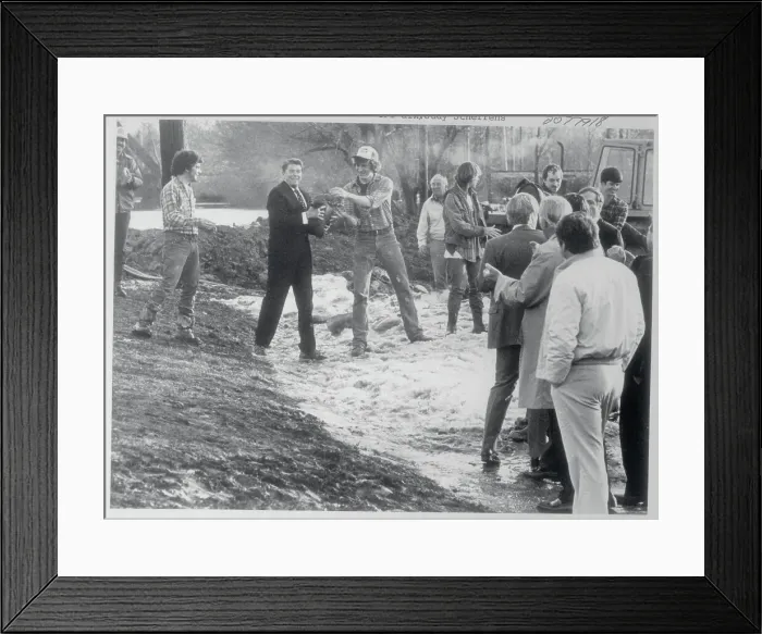 Framed Print : Ronald Reagan Helping at Damage Sight Framed Print : Ronald Reagan Helping at Damage Sight