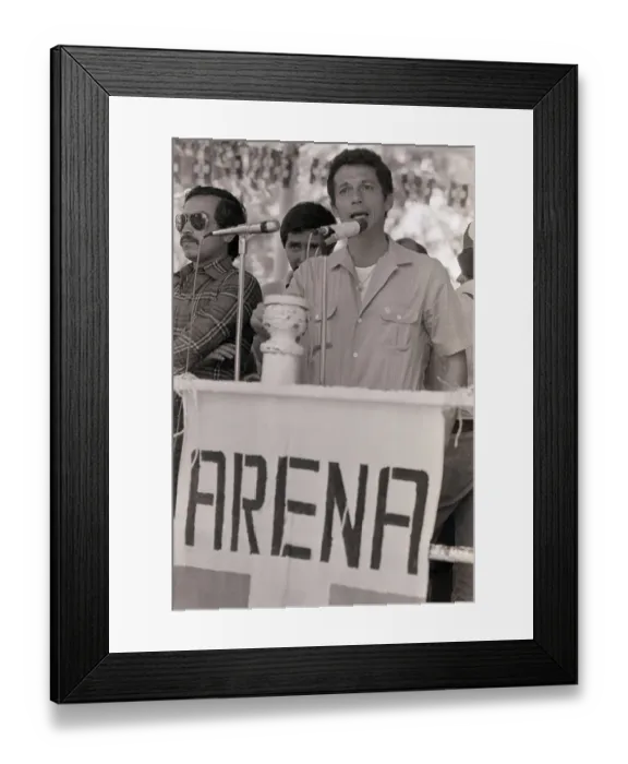 Framed Print : Roberto D'Aubuisson at Microphone Framed Print : Roberto D'Aubuisson at Microphone