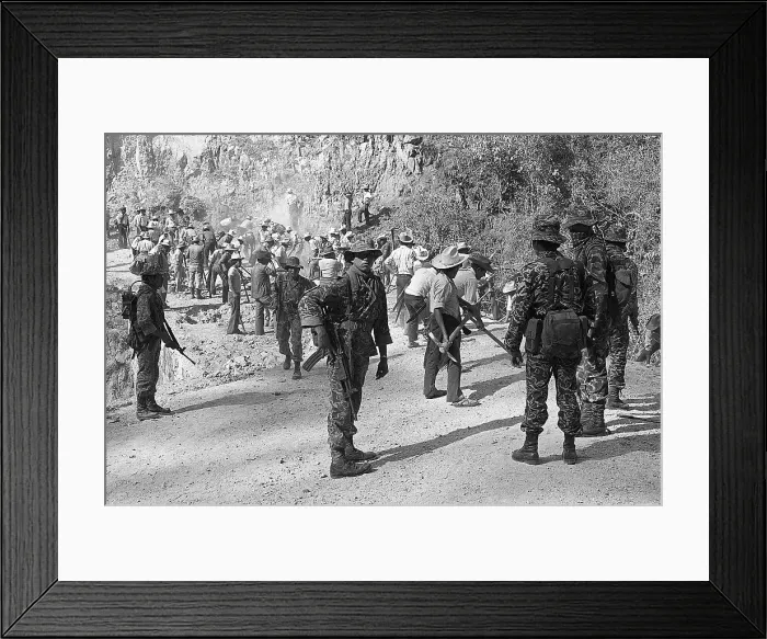Framed Print : Soldiers Stand Guard while People Fill Ditches Framed Print : Soldiers Stand Guard while People Fill Ditches