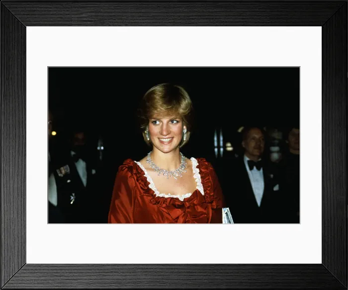 Framed Print : Princess Diana Smiling While Arriving at Center Framed Print : Princess Diana Smiling While Arriving at Center