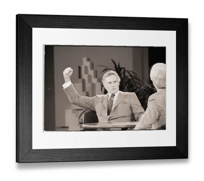Framed Print : Charlton Heston on Phil Donahue Show Framed Print : Charlton Heston on Phil Donahue Show
