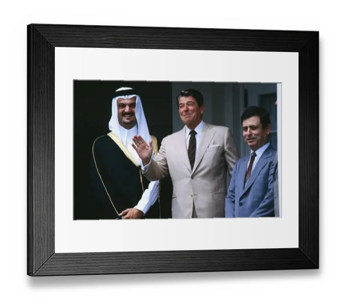 Framed Print : Ronald Reagan with Saud al Faisal and Abdel Halim Khaddam Framed Print : Ronald Reagan with Saud al Faisal and Abdel Halim Khaddam