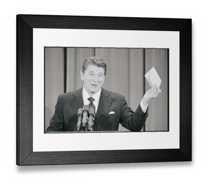 Framed Print : Ronald Reagan at News Conference Framed Print : Ronald Reagan at News Conference