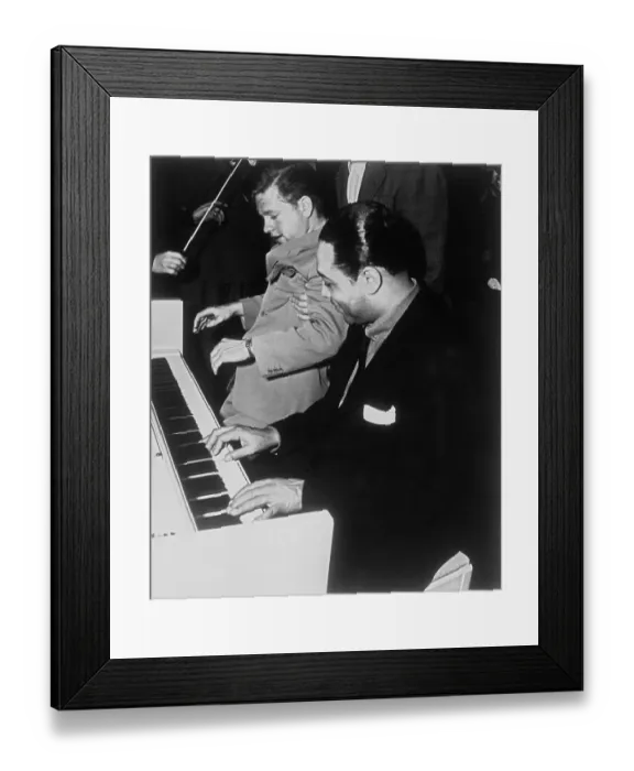 Framed Print : Mickey Rooney at Piano with Duke Ellington