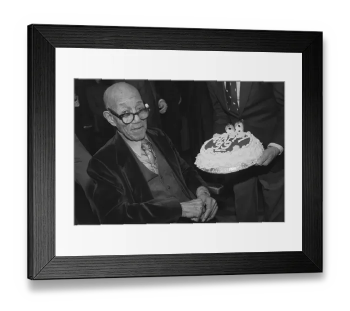 Framed Print : Composer Eubie Blake with Birthday Cake Framed Print : Composer Eubie Blake with Birthday Cake