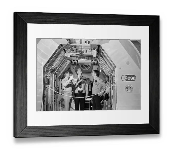 Framed Print : George Bush Inspecting Spacelab with Colleagues Framed Print : George Bush Inspecting Spacelab with Colleagues