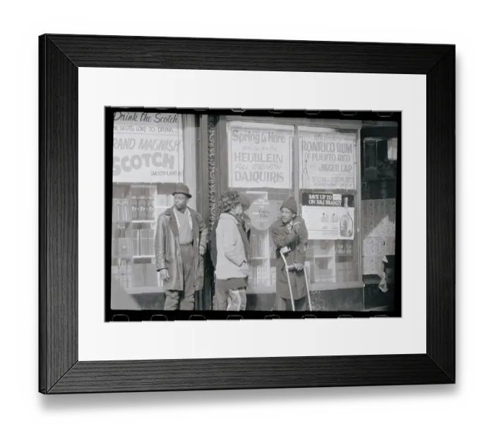 Framed Print : People Chatting Outside of a Store Framed Print : People Chatting Outside of a Store