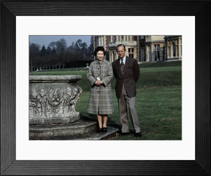 Framed Print : Queen Elizabeth II and Prince Philip Posing on Royal Grounds Framed Print : Queen Elizabeth II and Prince Philip Posing on Royal Grounds