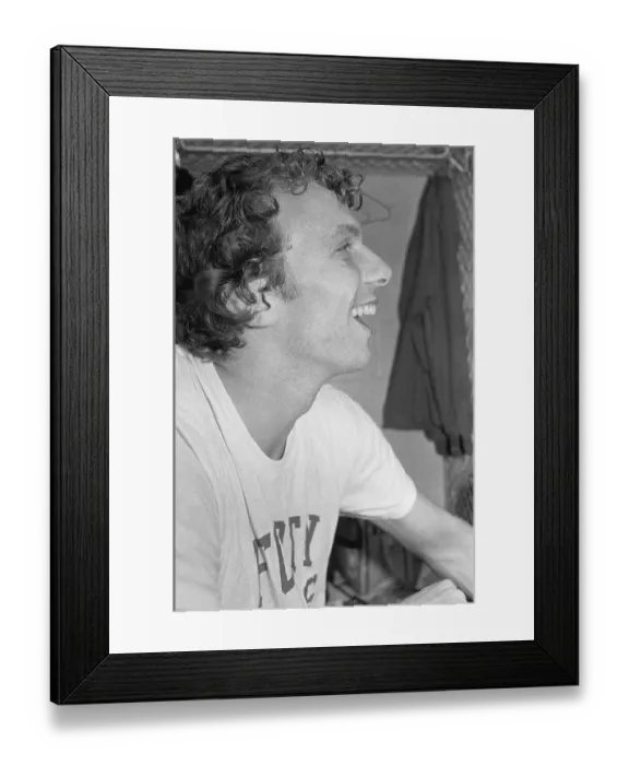 Framed Print : Quarterback Joe Montana in Locker Room Framed Print : Quarterback Joe Montana in Locker Room