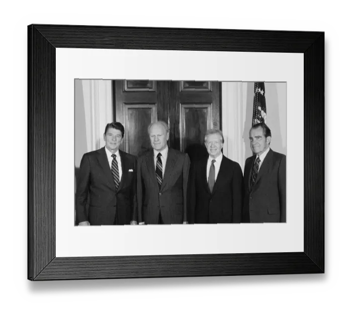 Framed Print : Ronald Reagan Posing with Former Presidents Framed Print : Ronald Reagan Posing with Former Presidents
