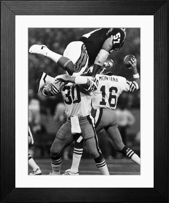 Framed Print : Joe Montana Protected by Teammate as He Makes Pass Framed Print : Joe Montana Protected by Teammate as He Makes Pass
