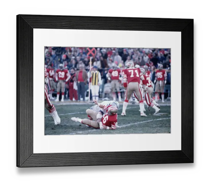 Framed Print : Joe Montana on Field After Being Tackled Framed Print : Joe Montana on Field After Being Tackled
