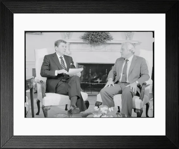 Framed Print : Ronald Reagan and Carlos Romero-Barcelo Framed Print : Ronald Reagan and Carlos Romero-Barcelo