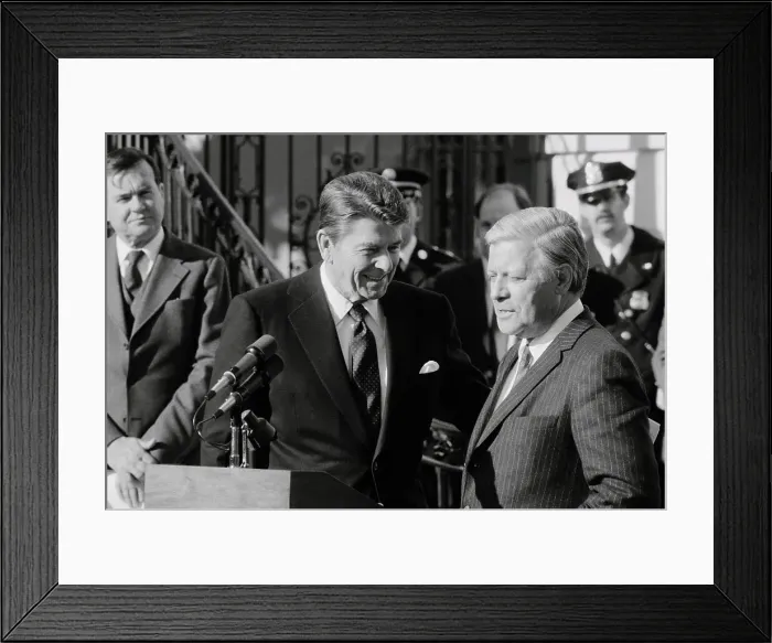 Framed Print : President Reagan Speaking to Helmut Schmidt Framed Print : President Reagan Speaking to Helmut Schmidt