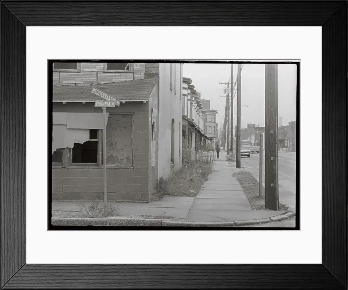 Framed Print : Lone Man Walking on Deserted Sidewalk