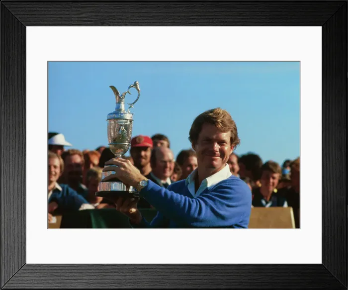 Framed Print : Tom Watson Displaying Trophy