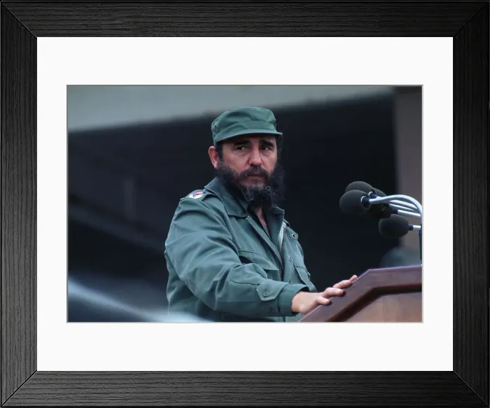 Framed Print : Fidel Castro Speaking at Microphones Framed Print : Fidel Castro Speaking at Microphones