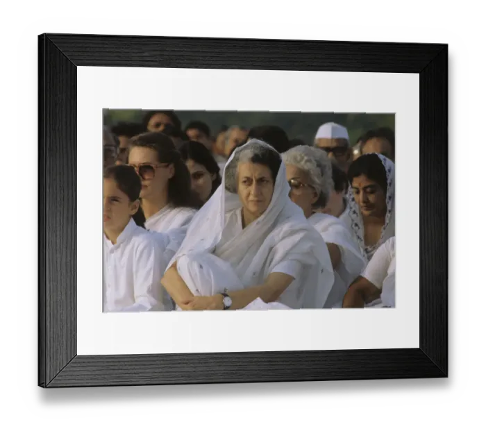 Framed Print : Indira Gandhi Wearing White Robes Framed Print : Indira Gandhi Wearing White Robes