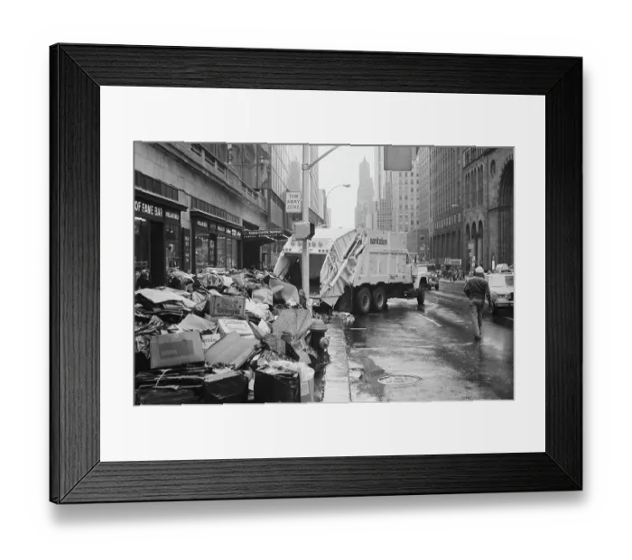 Framed Print : Sanitation Trucks Collecting Garbage Framed Print : Sanitation Trucks Collecting Garbage