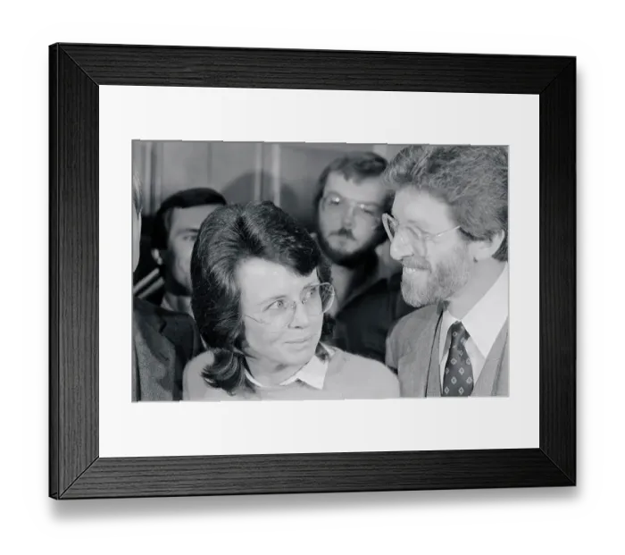 Framed Print : Billie Jean King and Dennis Wasser Having Private Conversation Framed Print : Billie Jean King and Dennis Wasser Having Private Conversation
