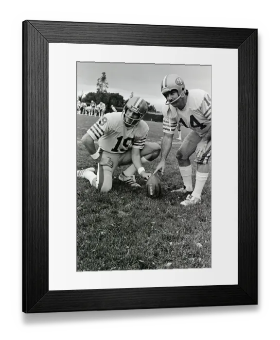 Framed Print : Joe Montana and Ray Wersching in Practice Framed Print : Joe Montana and Ray Wersching in Practice