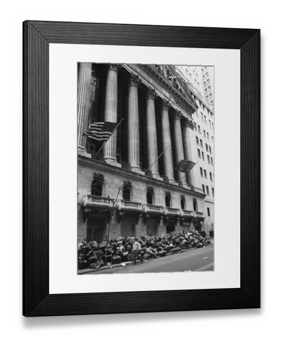 Framed Print : Trash Piled Before New York Stock Exchange Framed Print : Trash Piled Before New York Stock Exchange