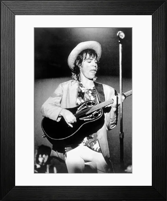 Framed Print : Mick Jagger Performing with Acoustic Guitar Framed Print : Mick Jagger Performing with Acoustic Guitar