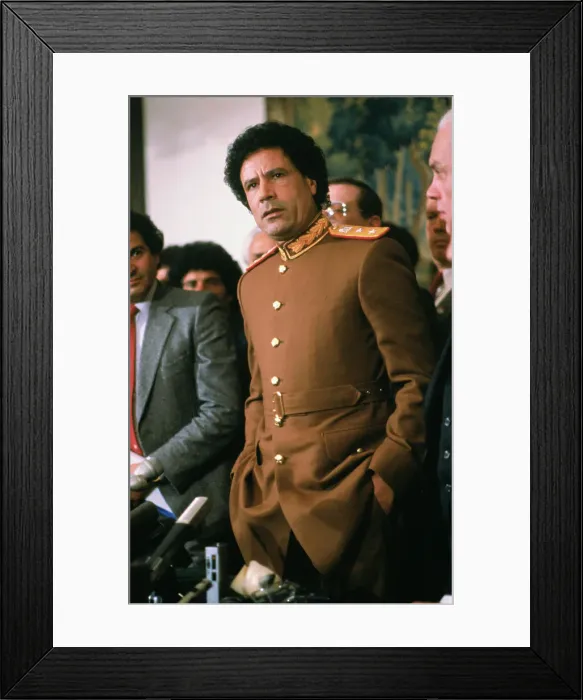 Framed Print : Libyan Leader Muammar al-Khadafy in Uniform Framed Print : Libyan Leader Muammar al-Khadafy in Uniform